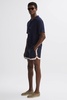 Reiss | Ché Elasticated Waist Contrast Swim Shorts in Navy/Tobacco