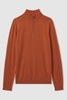 Merino Wool Half-Zip Funnel Neck Jumper in Hot Orange