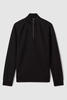 Interlock Jersey Half-Zip Funnel Neck Sweatshirt in Black