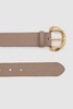 Indie Taupe Leather Twisted Buckle Belt