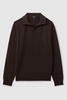 Wool-Cashmere Open-Collar Polo Shirt in Chocolate Brown