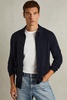 Wool Cabled-Knitted Cardigan in Navy