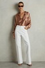 Silk Satin Grown On Sleeve Shirt in Taupe