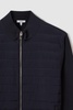 Hybrid Quilt and Knit Zip-Through Jacket in Navy