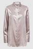 Oversized Silk Button Through Shirt in Champagne