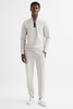 Drawstring Contrast Zip Joggers in Off White