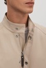 Cotton Blend Zip-Through Jacket in Stone