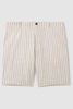 Cotton Linen Blend Internal Drawstring Shorts in Ecru Stripe