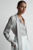 Premium Metallic Removable Tie Detail Blouse in Silver