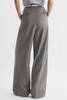 Wool Blend Pinstripe Wide Leg Trousers in Grey