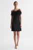 Sleeper Feather Mini Slip Dress in Black