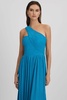 Amur One Shoulder Pleated Maxi Dress in Blue Surf