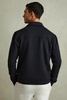 Zipped Interlock-Jersey Overshirt in Navy Blue