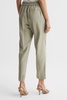 Tapered Linen Trousers in Khaki