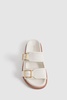 Leather Raffia Sliders in White