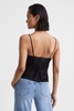 Anna Quan Satin Lace Cowl Neck Camisole in Black