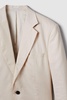 Slim Fit Single Breasted Linen Blazer in Stone