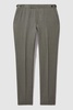 Halgas Dark Sage 100% Linen Side Adjuster Slim Fit Trousers