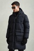 Quilted Longline Puffer Jacket in Navy