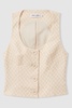 Anna Quan Chevron-Weave Button-Through Top in Cream