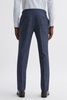 Slim Fit Wool-Linen Check Trousers in Indigo