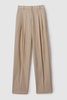 Petite Wool Pleat Front Wide Leg Suit Trousers in Neutral