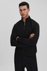 Interlock Jersey Half-Zip Funnel Neck Sweatshirt in Black