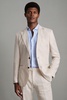 Slim Fit Single Breasted Linen Blazer in Stone