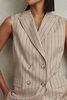 Wool Blend Striped Double Breasted Waistcoat in Neutral