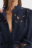 Lace Detail Shirt Blouse in Navy