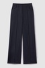 Wool Blend Denim Look Suit Trousers in Navy