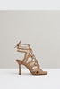 Mesh Leather Strappy Heels in Neutral