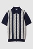 Colourblock Zip-Through T-Shirt in Navy/White