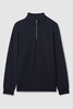 Textured Half-Zip Funnel-Neck Sweatshirt in Navy