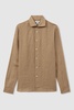 Linen Button-Through Shirt in Camel