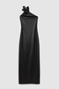 Halston Faux Leather One-Shoulder Maxi Dress in Black