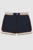 Reiss | Ché Elasticated Waist Contrast Swim Shorts in Navy/Tobacco