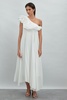 Acler One-Shoulder Asymmetric Midi Dress in Ivory