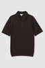 Merino Wool Polo Shirt in Coco Brown