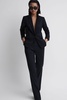 Wool-Blend Single Breasted Suit Blazer in Navy