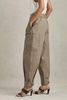 Cotton Tapered Parachute Trousers in Khaki