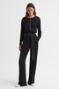 Belted Trim Jumpsuit in Black