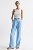 Wide Leg Linen Trousers in Blue