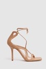 Leather Strappy High Heel Sandals in Biscuit