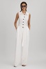 Petite Belted Wide Leg Jumpsuit in White