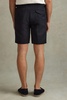 Cotton/Linen Blend Adjuster Shorts in Navy