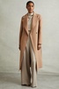 Wool Blend Double Breasted Blindseam Coat in Light Camel