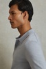 Merino Wool Polo Shirt in Soft Blue Melange