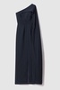 Halston Off-The-Shoulder Cape Maxi Dress in Navy