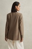 Single Breasted Cotton Blazer in Taupe